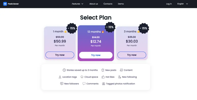 Instagram profile analyzer tool: Peekviewer account creation