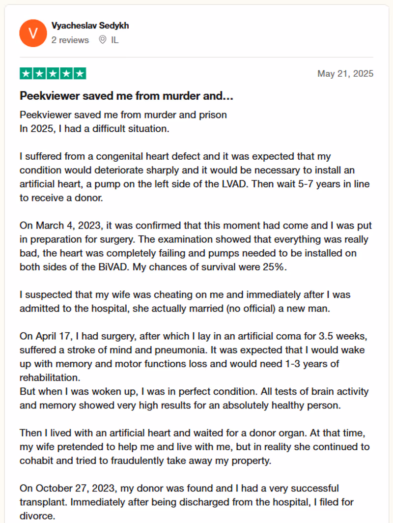 Peekviewer real customer reviews on Trustpilot